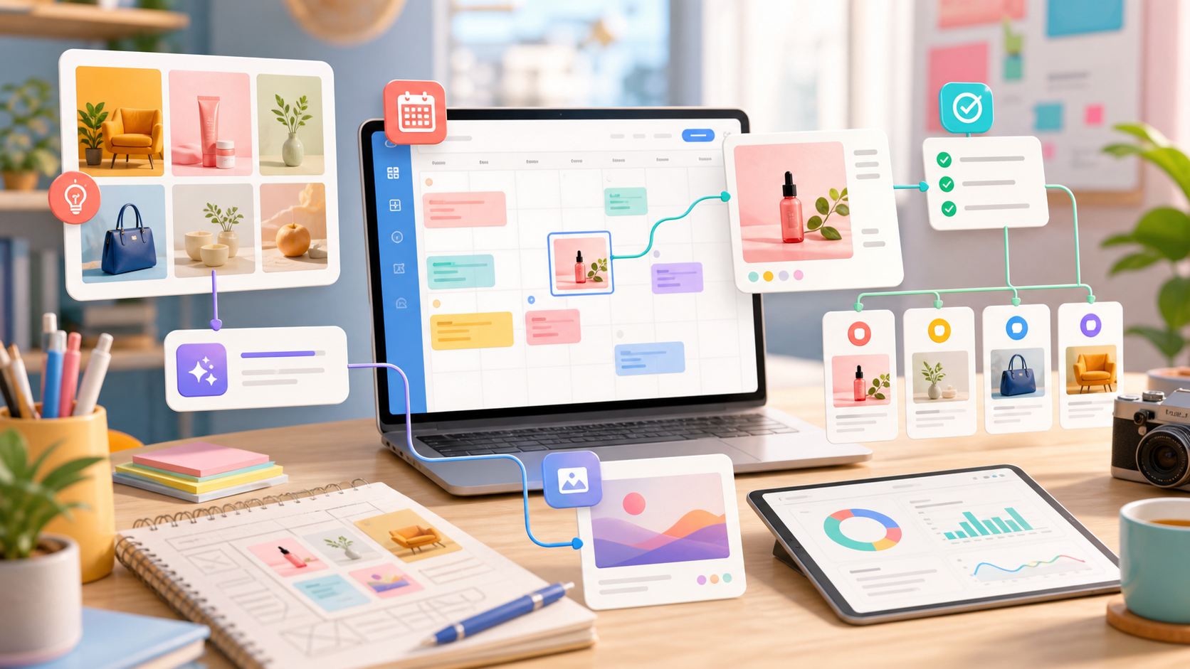 AI content generation and publishing workflow dashboard